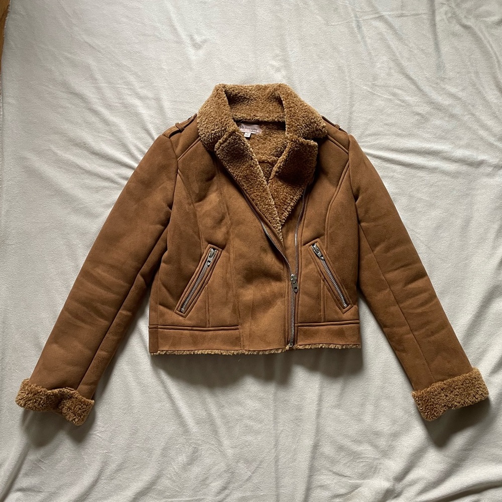 Philosophy Faux Fur/Leather Aviator Jacket size Small